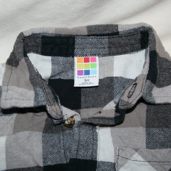 🍁BOYS 5T FLANNEL SHIRT LONG SLEEVE CHECKERED BUTTON-DOWN TOP LAYER WARM PLAID - Picture 2 of 11